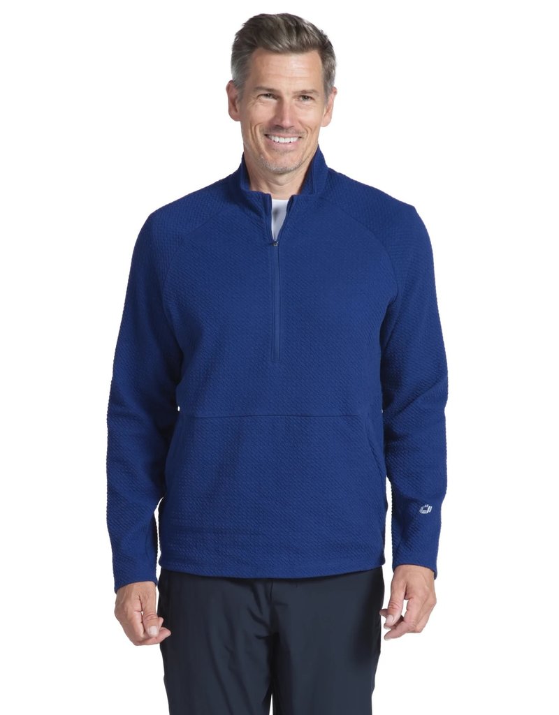 IBKul IBKul 1/4 Zipper Long Sleeve Popcorn Pullover Navy