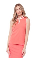 Swing Control Swing Control Pique Sleeveless Mock Neck Coral