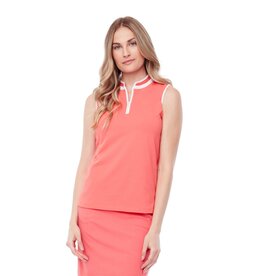 Swing Control Swing Control Pique Sleeveless Mock Neck Coral