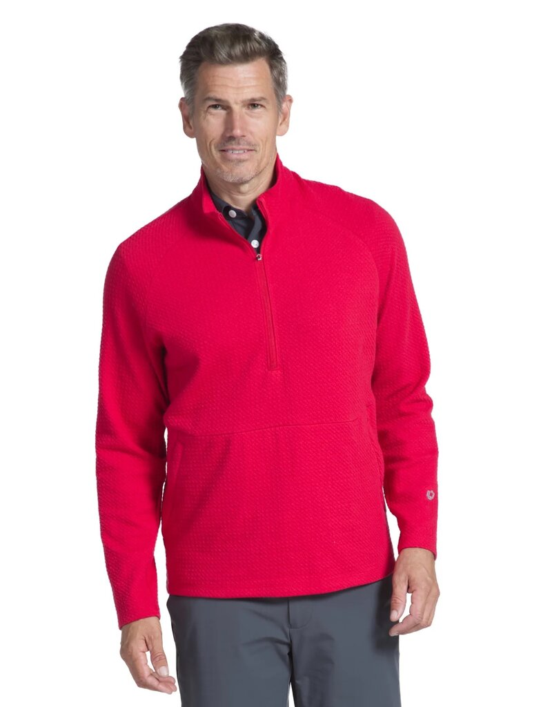 IBKul IBKul 1/4 Zipper Long Sleeve Popcorn Pullover Red