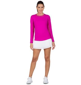 IBKul IBKul Solid Long Sleeve Crew w/ Mesh Raspberry