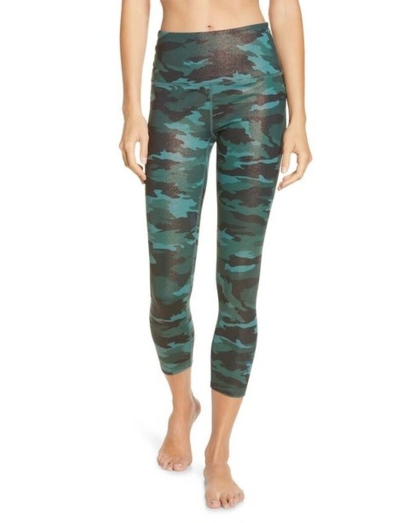 High Waisted Midi Legging Forest Green-Copper Camo Dust