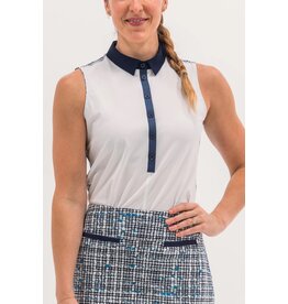 Foray Golf Foray Golf Printed Back Sleeveless Polo Blue Boucle