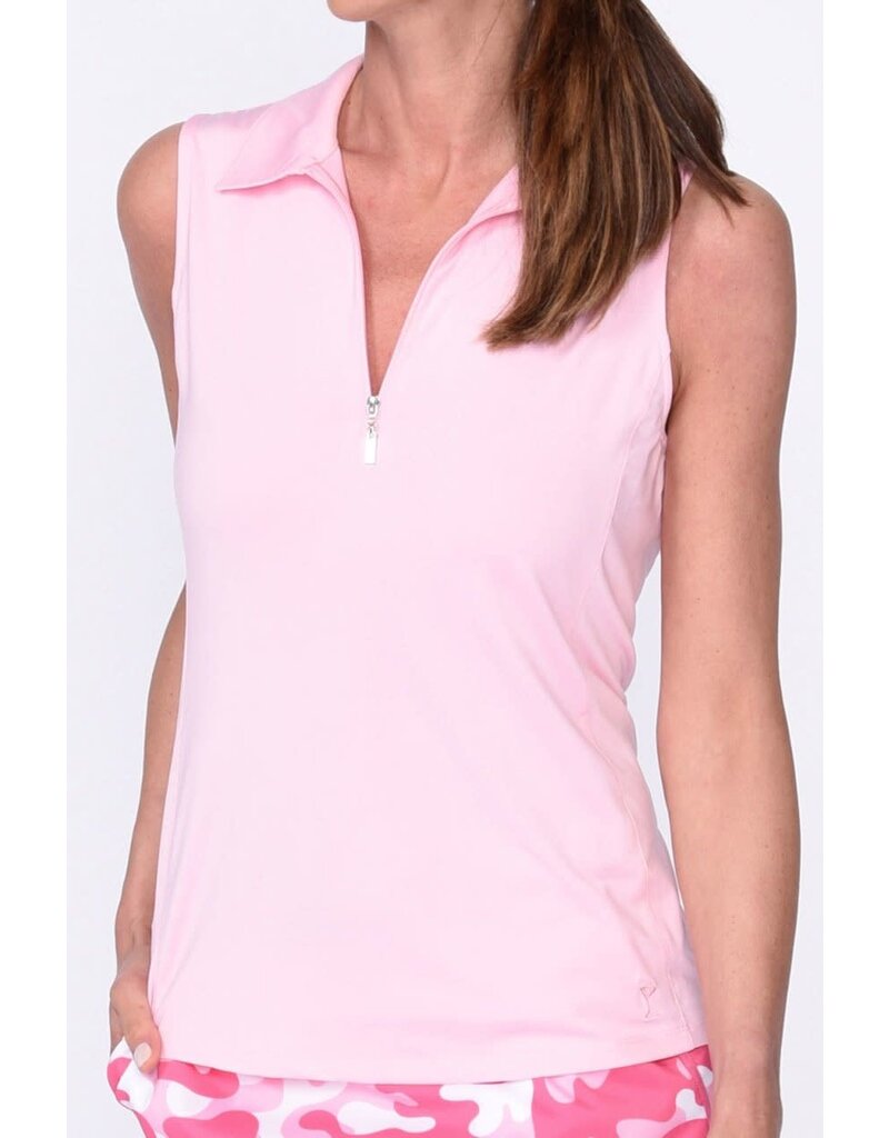 Golftini Golftini Sleeveless Zip Tech Polo Lt Pink