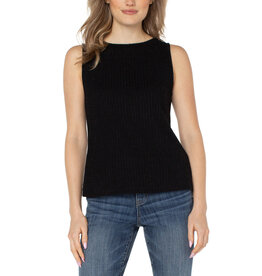 Liverpool Los Angeles Liverpool Sleeveless Boatneck Rib Knit Top Black