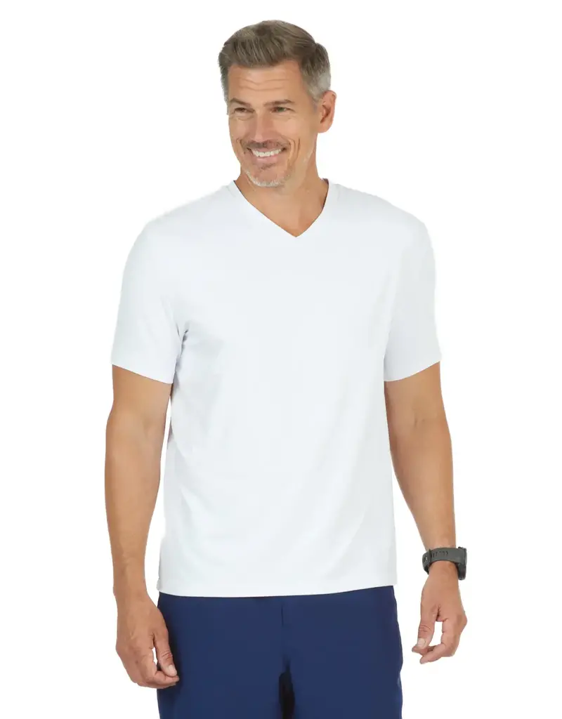 IBKul IBKul Solid Short Sleeve V-Neck T-Shirt White
