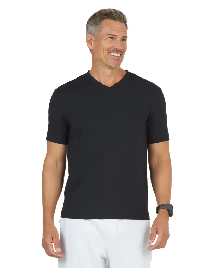IBKul IBKul Solid Short Sleeve V-Neck T-Shirt Black