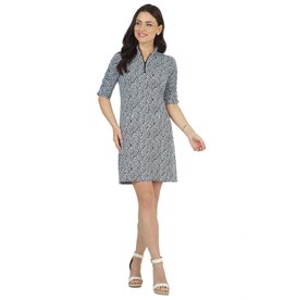 IBKul IBKul Sally Ruched Elbow Sleeve Dress Wht/Blk