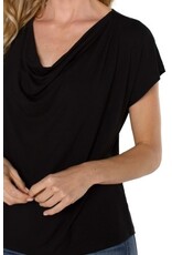 Liverpool Los Angeles Liverpool Short Sleeve Draped Cowl Neck Knit Top