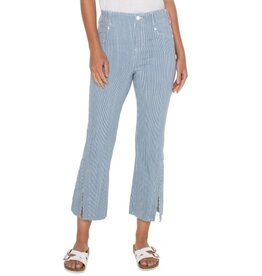 Liverpool Los Angeles Liverpool Gia Glider Crop Flare Twisted Seam Chambray Stripe