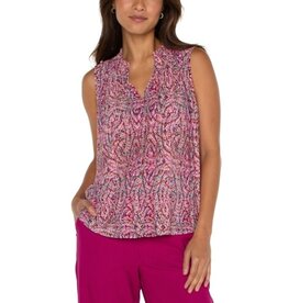 Liverpool Los Angeles Liverpool Sleeveless Knit Blouse w/Smocked Neck