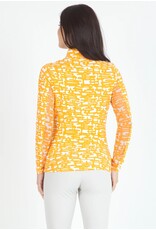 IBKul IBKul Juno Long Sleeve Mock Neck Top Orange Peel/White