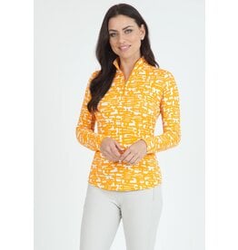 IBKul IBKul Juno Long Sleeve Mock Neck Top Orange Peel/White