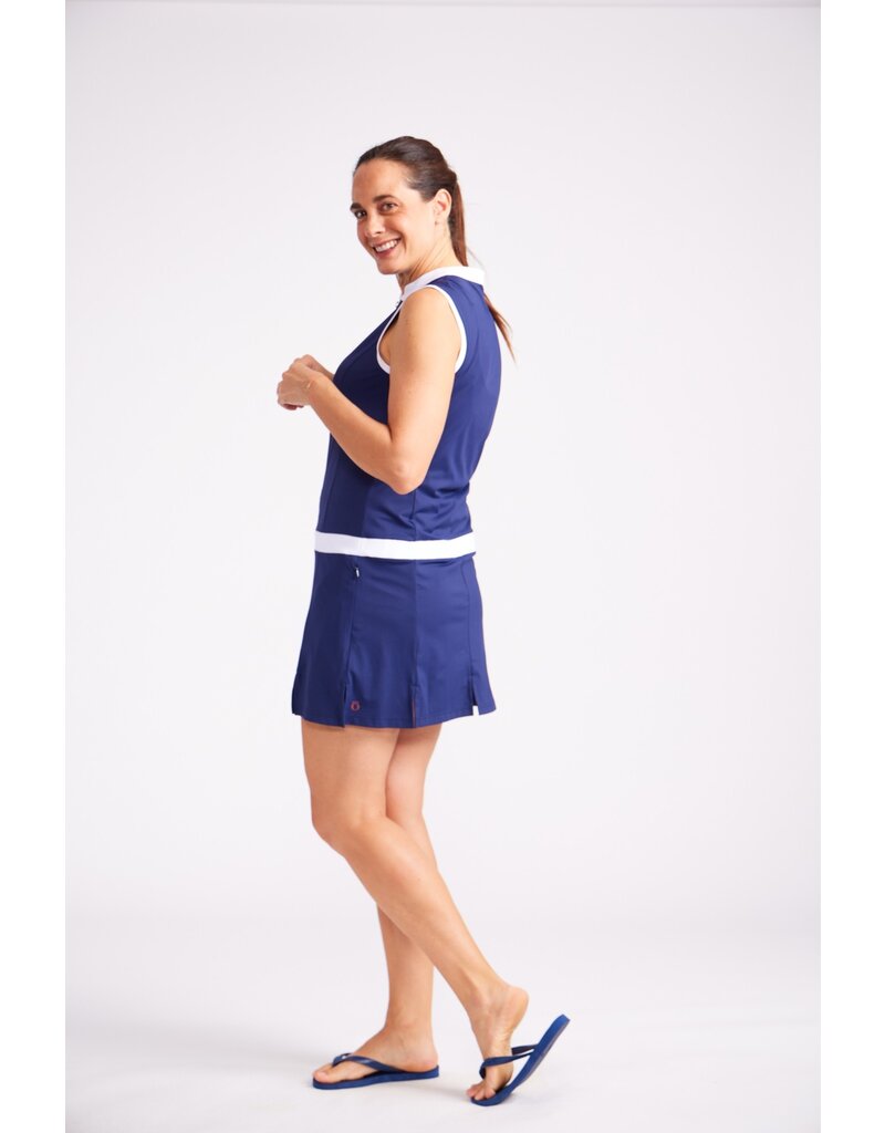 Kinona Kinona Carwash Pleat Sleeveless Golf Dress Navy Blue