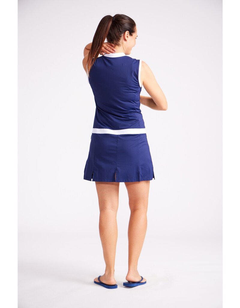 Kinona Kinona Carwash Pleat Sleeveless Golf Dress Navy Blue