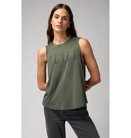 Spiritual Gangster Spiritual Gangster Peace Jade Muscle Tank Olive Green