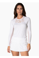Lucky In Love Lucky In Love Lace Track Long Sleeve Crew White