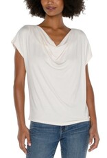 Liverpool Los Angeles SS Draped Cowl Neck Knit Top French Cream