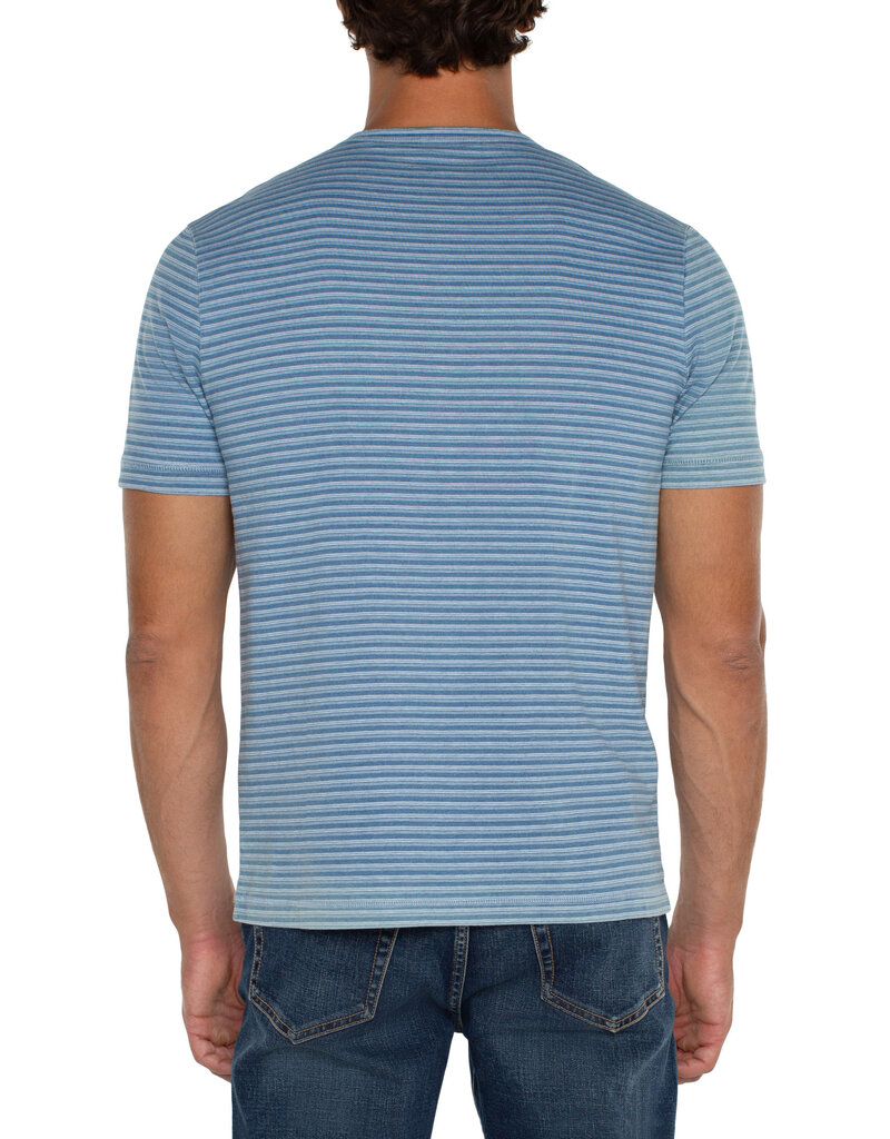 Liverpool Los Angeles Liverpool Short Sleeve Henley Blue/White