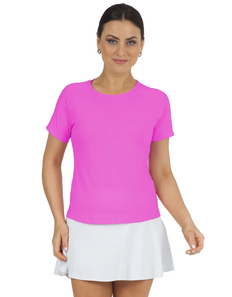 IBKul IBKul Solid Short Sleeve Crew Hot Pink
