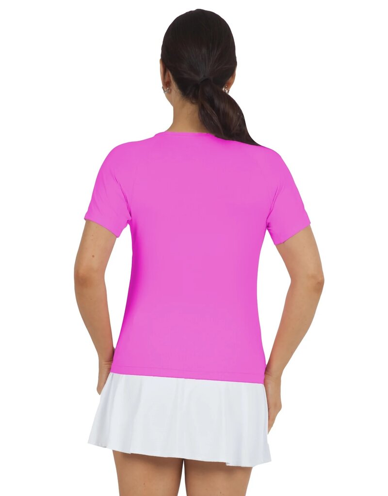IBKul IBKul Solid Short Sleeve Crew Hot Pink