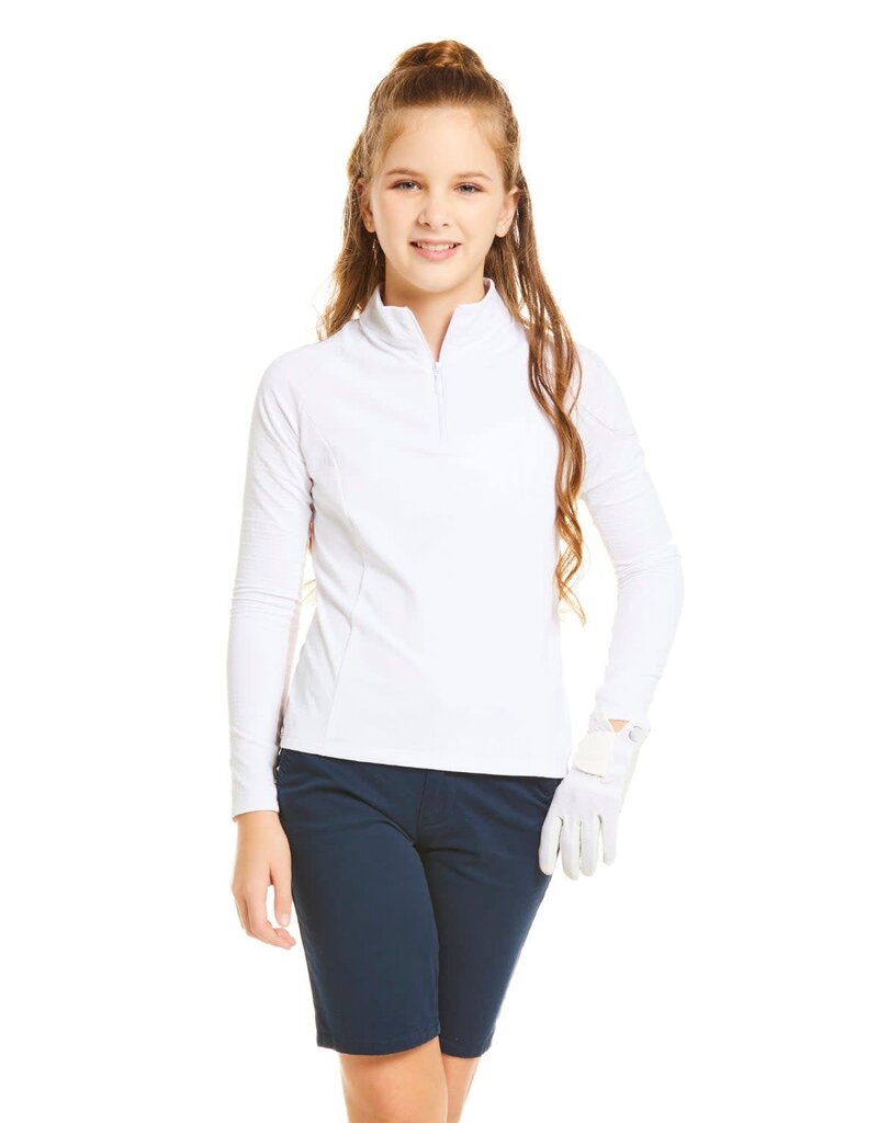 IBKul IBKul Solid Long Sleeve Mock White (Girls)