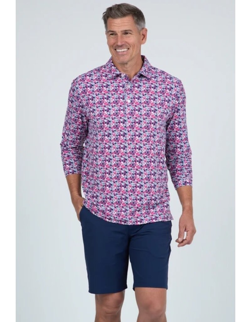 IBKul IBKul Chaos Long Sleeve Polo Watermelon/Ink