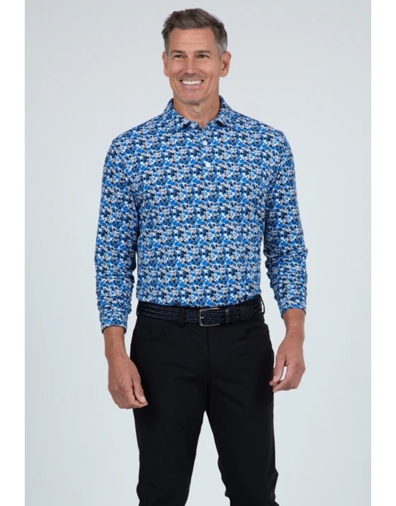 IBKul Ibkul Chaos Long Sleeve Polo Royal/Black