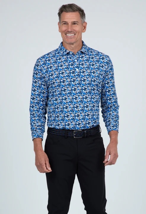 chinese dress ladies Ibkul Navy Stephanie Paisley Upf50+ Sun Shirt - Navy Peri
