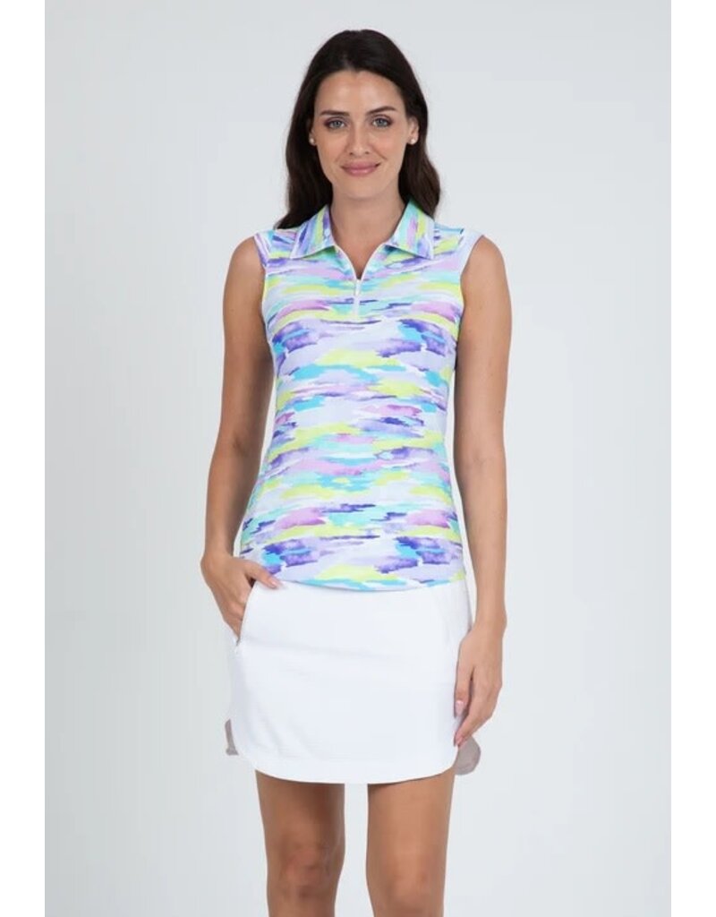 IBKul IBkul Jessie Sleeveless Polo Plum Multi