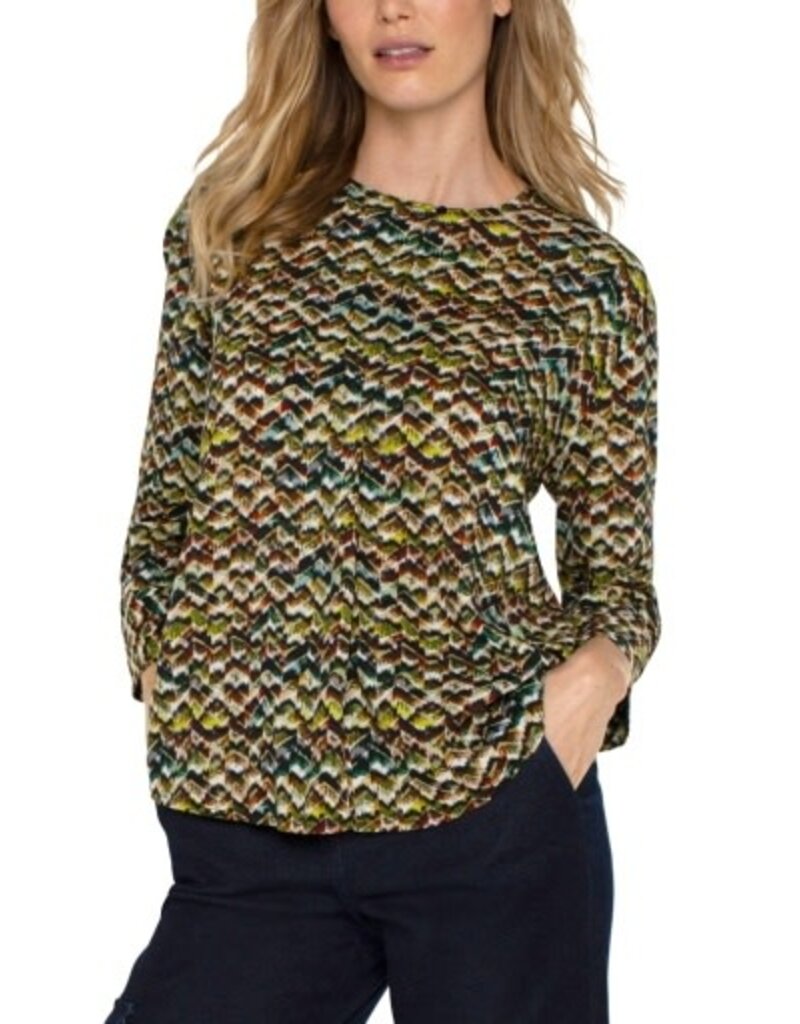 Liverpool Los Angeles Liverpool 3/4 Sleeve Popover Woven Blouse Tourmaline