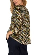 Liverpool Los Angeles Liverpool 3/4 Sleeve Popover Woven Blouse Tourmaline