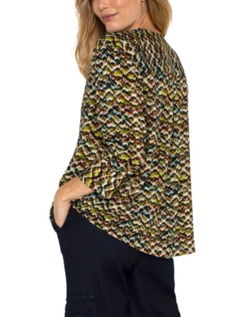 Liverpool Los Angeles Liverpool 3/4 Sleeve Popover Woven Blouse Tourmaline