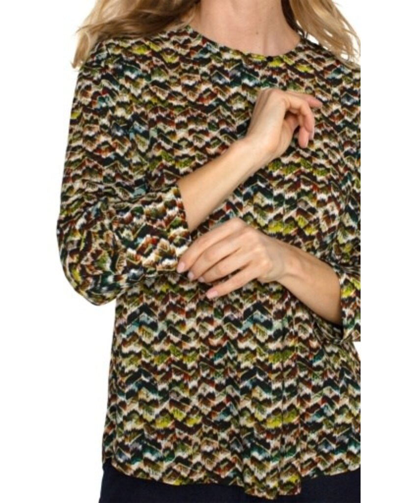 Liverpool Los Angeles Liverpool 3/4 Sleeve Popover Woven Blouse Tourmaline