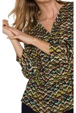 Liverpool Los Angeles Liverpool 3/4 Sleeve Popover Woven Blouse Tourmaline