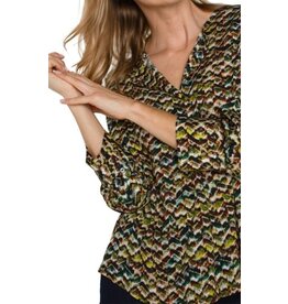 Liverpool Los Angeles Liverpool 3/4 Sleeve Popover Woven Blouse Tourmaline