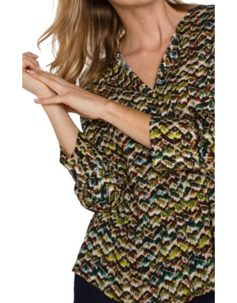 Liverpool Los Angeles Liverpool 3/4 Sleeve Popover Woven Blouse Tourmaline