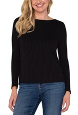 Liverpool Los Angeles Liverpool Long Sleeve Boat Neck Knit Top Black