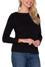 Liverpool Los Angeles Liverpool Long Sleeve Boat Neck Knit Top Black