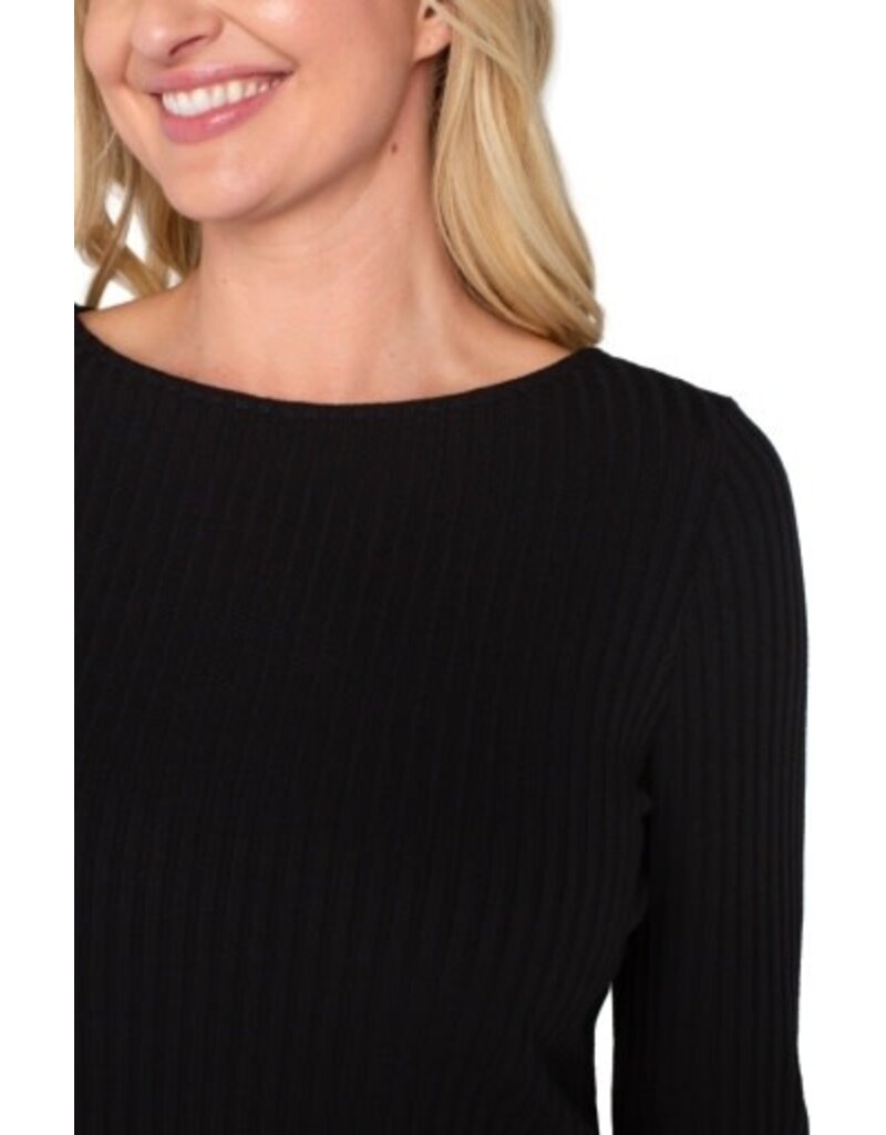Liverpool Los Angeles Liverpool Long Sleeve Boat Neck Knit Top Black