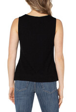 Liverpool Los Angeles Liverpool Sleeveless Boat Neck Rib Top Black