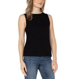 Liverpool Los Angeles Liverpool Sleeveless Boat Neck Rib Top Black