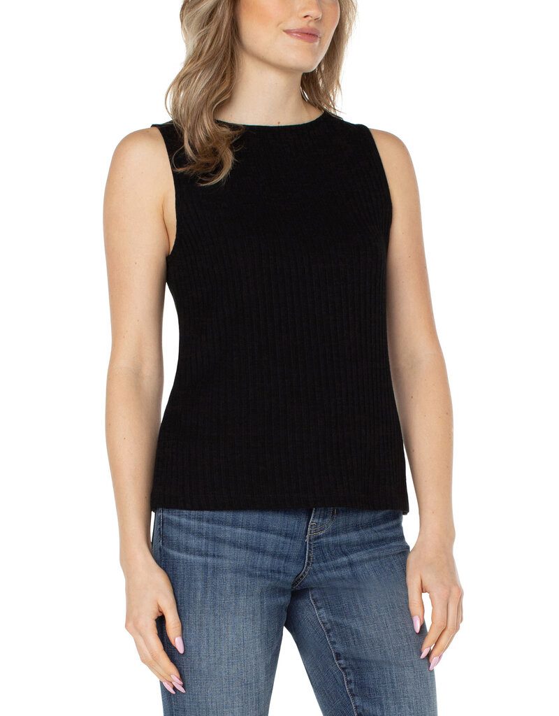 Liverpool Los Angeles Liverpool Sleeveless Boat Neck Rib Top Black