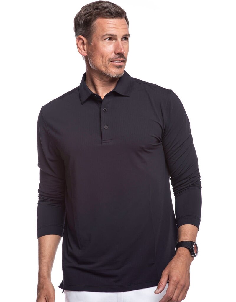 IBKul IBKul Solid Long Sleeve Polo Black