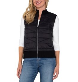 Liverpool Los Angeles Liverpool Sleeveless Quilted Full Zip Sweater Vest