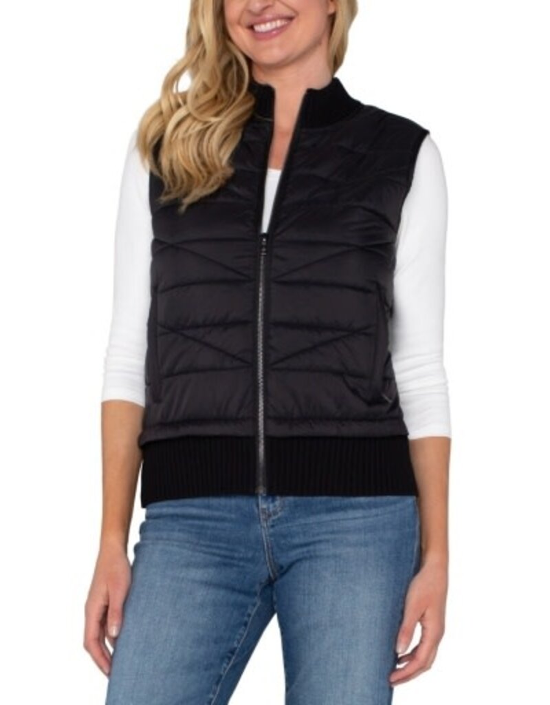 Liverpool Los Angeles Liverpool Sleeveless Quilted Full Zip Sweater Vest
