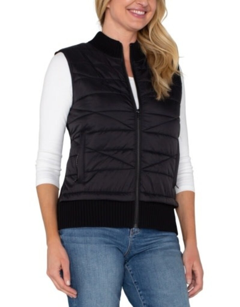 Liverpool Los Angeles Liverpool Sleeveless Quilted Full Zip Sweater Vest