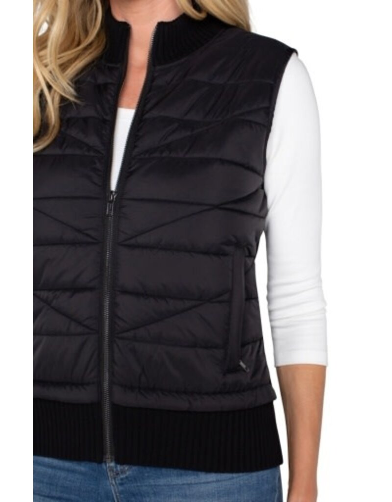 Liverpool Los Angeles Liverpool Sleeveless Quilted Full Zip Sweater Vest