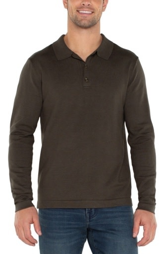 Liverpool Men's Long Sleeve Knit Polo - Alexandrite Active