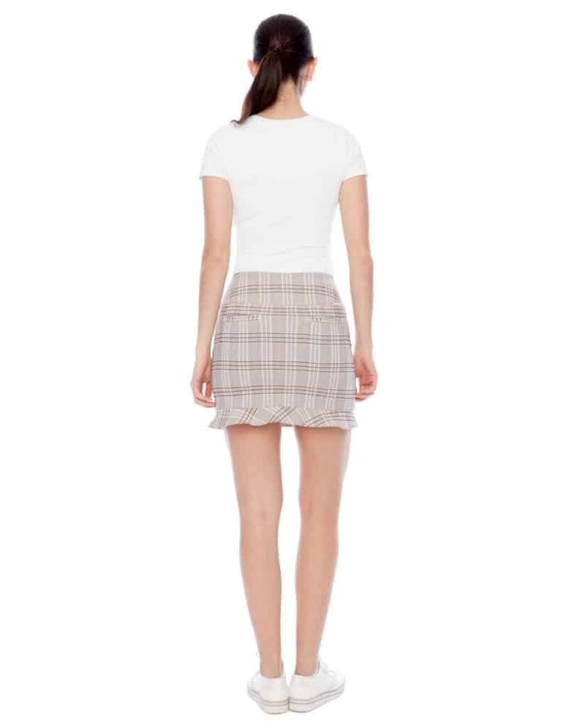 Swing Control Swing Control Coral Plaid Ruffle Techno Skort 16" Brown Coral Blue